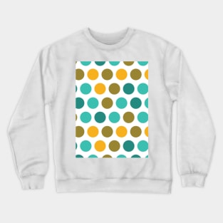 Mid Century Modern Print Pattern Gold Teal Brown Yellow Dots Crewneck Sweatshirt